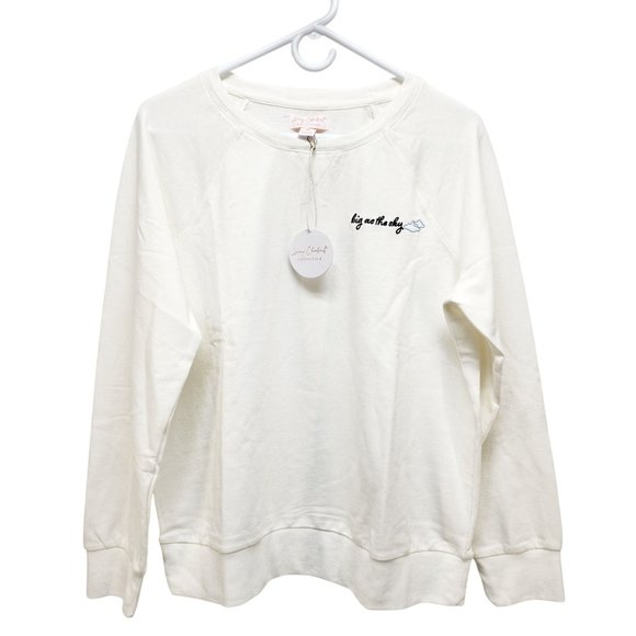 Lacey Chabert Collection White Big As The Sky Embroidered Sweatshirt Size M - Picture 1 of 11